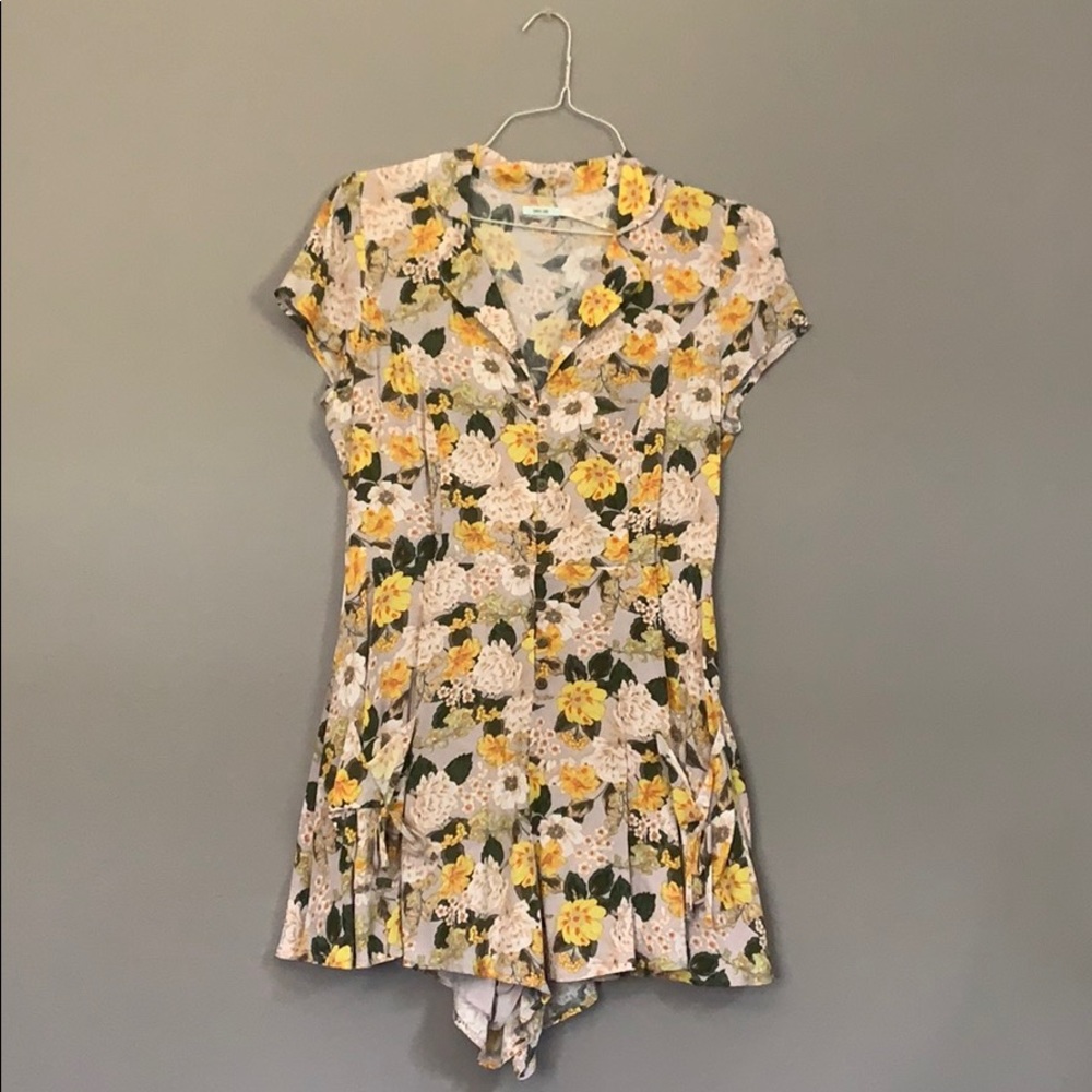 foral 50s inspired short sleeve romper